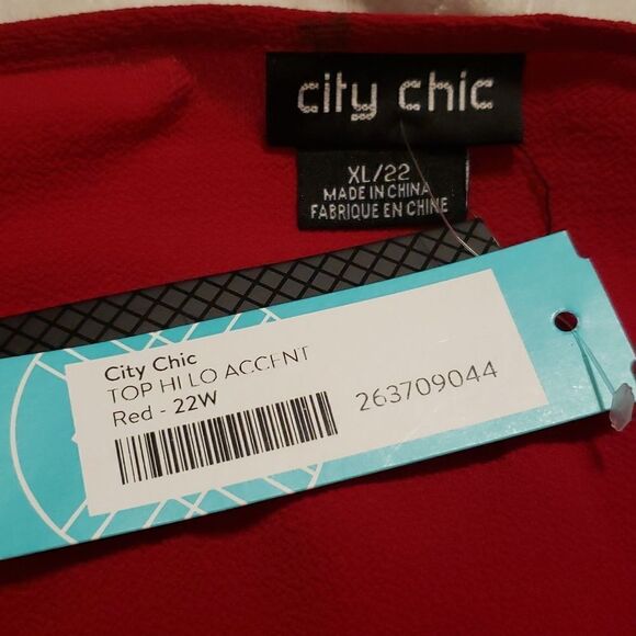 City Chic Top Hi Lo Accent Top Red Size 22W‎ - Picture 3 of 5